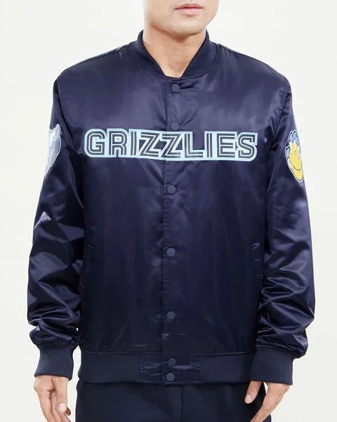 NBA MEMPHIS GRIZZLIES WORDMARK MEN'S SATIN JACKET (MIDNIGHT NAVY)