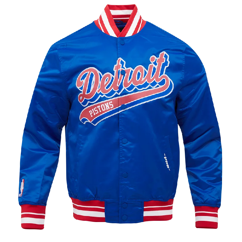 NBA DETROIT PISTONS SCRIPT TAIL MEN'S SATIN JACKET (ROYAL BLUE/RED)