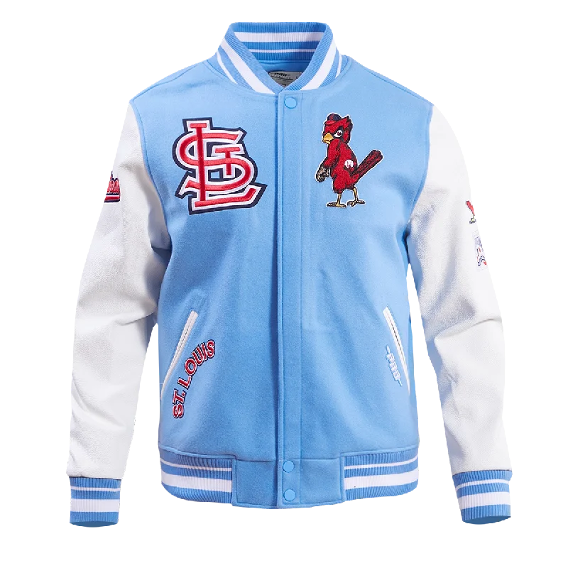 MLB ST. LOUIS CARDINALS RETRO CLASSIC MEN'S RIB WOOL VARSITY JACKET (UNIVERSITY BLUE/WHITE)