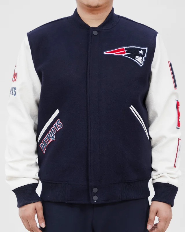 NFL NEW ENGLAND PATRIOTS CLASSIC WOOL MEN'S VARSITY JACKET (MIDNIGHT NAVY/WHITE)