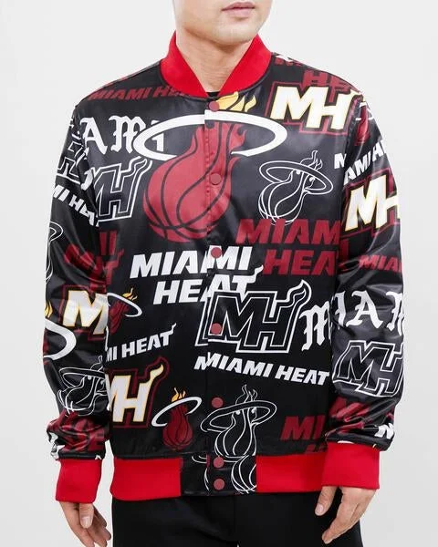 NBA MIAMI HEAT AOP MEN'S SATIN JACKET (BLACK)