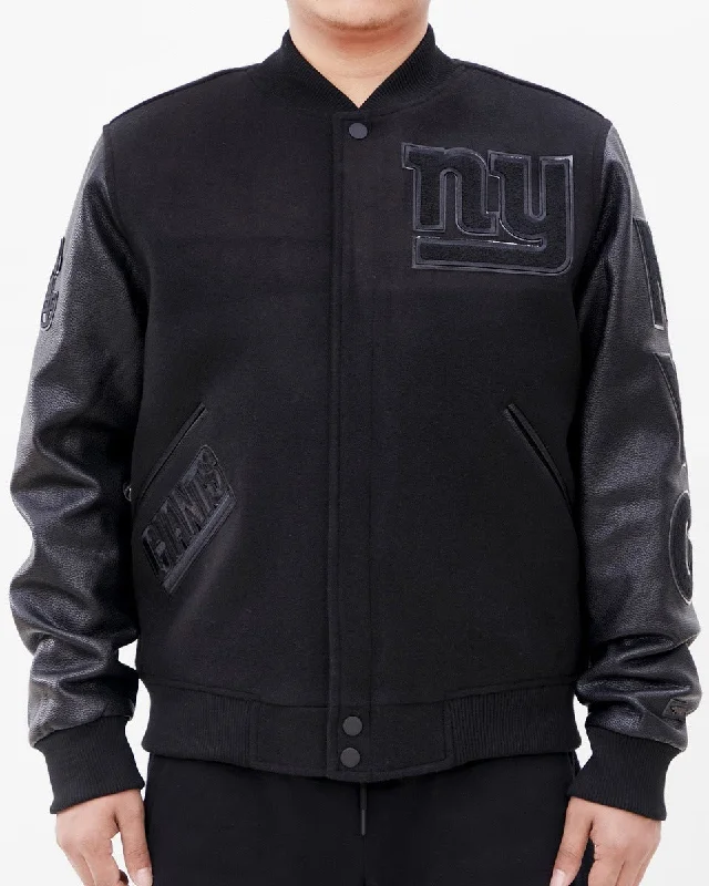 NFL NEW YORK GIANTS TRIPLE BLACK WOOL MEN'S VARSITY JACKET (TRIPLE BLACK)