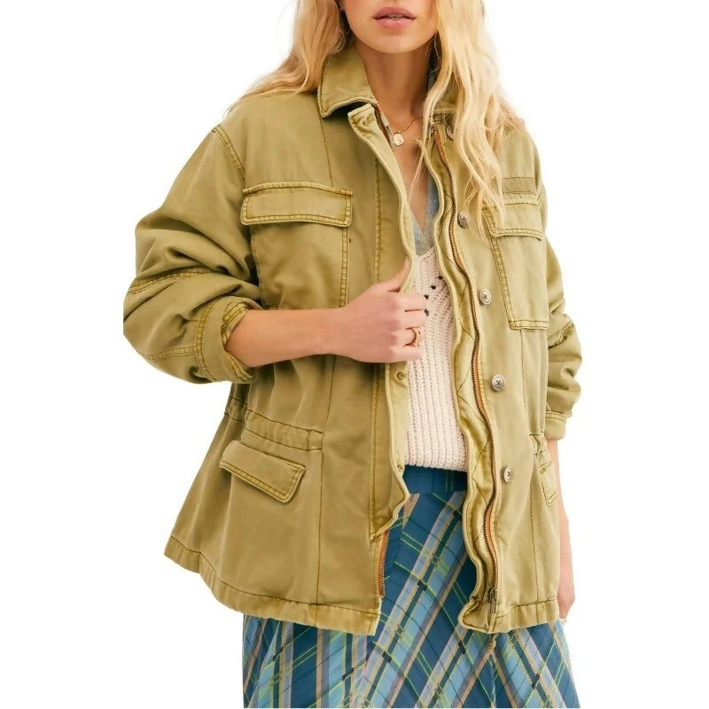 Free People Women's Seize The Day Jacket Green Size Large