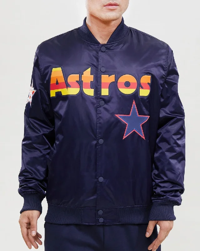 MLB HOUSTON ASTROS WORDMARK MEN'S SATIN JACKET (MIDNIGHT NAVY)