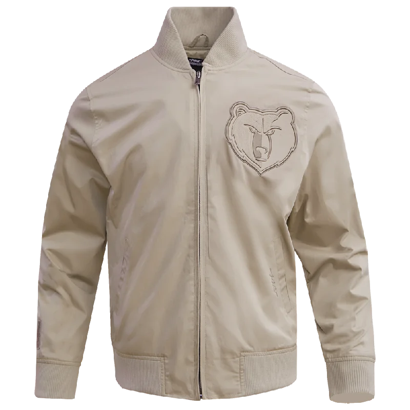 NBA MEMPHIS GRIZZLIES NEUTRAL TWILL JACKET (TAUPE)