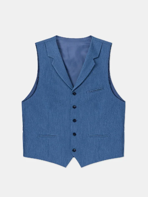 Blue Single Breasted Vest