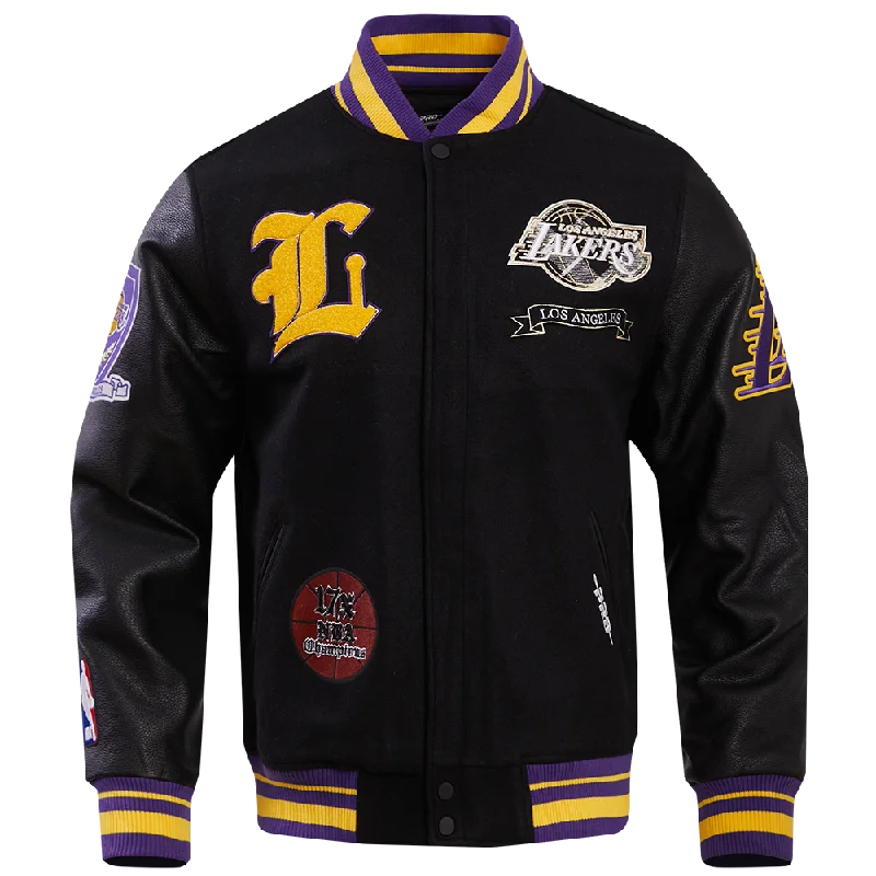 NBA LOS ANGELES LAKERS PRO PREP WOOL VARSITY JACKET (BLACK/PURPLE)