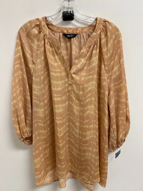 Sporty Look Top Long Sleeve By Simply Vera In Brown, Size: Xl