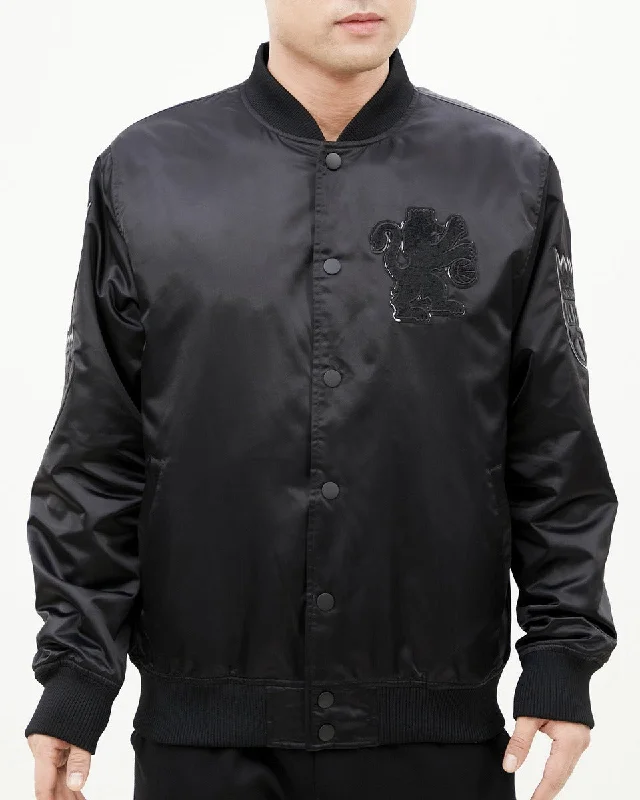 NBA SACRAMENTO KINGS TRIPLE BLACK MEN'S SATIN JACKET (TRIPLE BLACK)