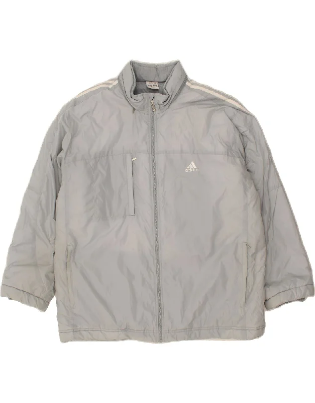 ADIDAS Mens Windbreaker Jacket UK 42 XL Grey Polyamide