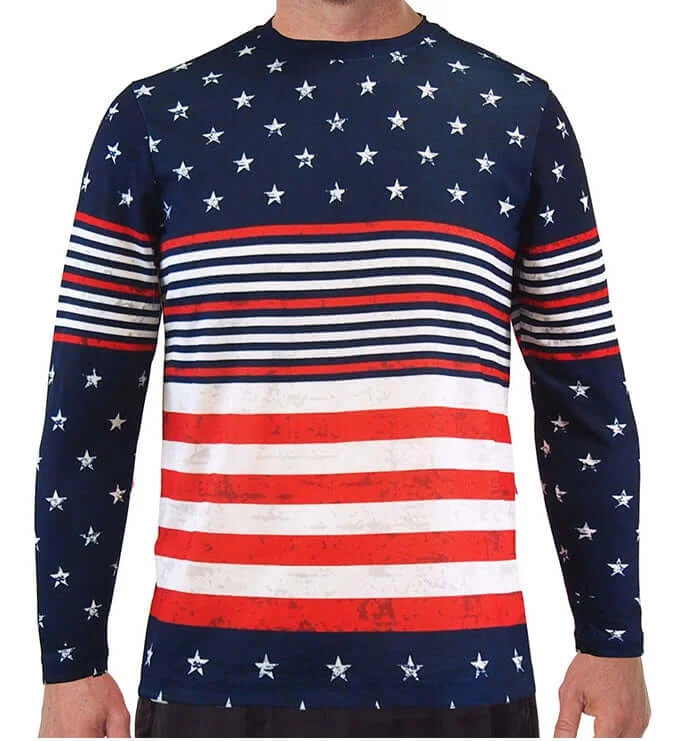 Men's Patriotic Dri Fit UPF50 Long Sleeve T-Shirt