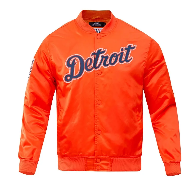 MLB DETROIT TIGERS BIG LOGO WORLD SERIES MEN'S SATIN JACKET (ORANGE)