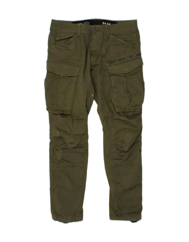 G-STAR Mens Slim Cargo Trousers W34 L34 Green Cotton