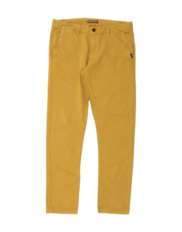 QUIKSILVER Mens Slim Chino Trousers W34 L32 Yellow Cotton