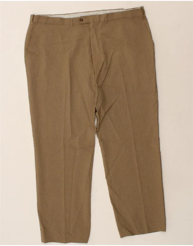 CHAPS Mens Total Comfort Straight Chino Trousers W40 L30 Beige Polyester