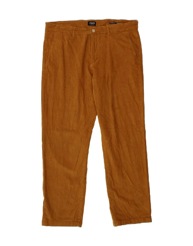 CHAPS Mens Straight Corduroy Trousers W38 L32 Brown Cotton