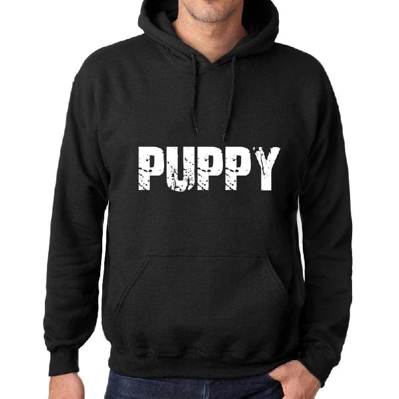 Men's Women's Unisex Printed Graphic Cotton Hoodie Soft Heavyweight Hooded Sweatshirt Pullover Popular Words PUPPY Deep Black