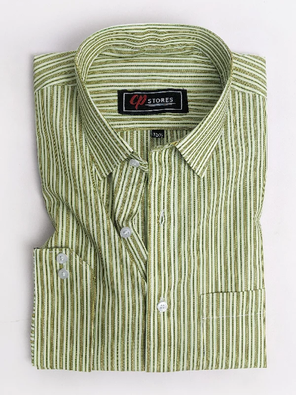 Light Green Lines Formal Dress Shirt For Men AN MFS106