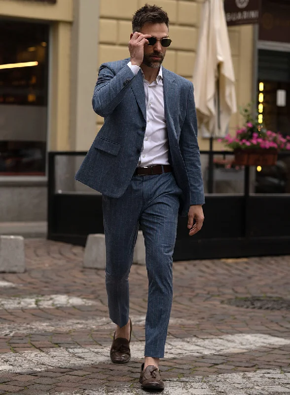 Napolean Como Bar Blue Wool Suit