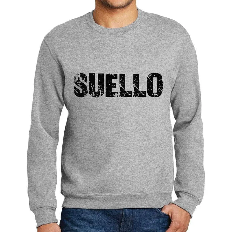 Men's Printed Graphic Sweatshirt Popular Words SUELLO Grey Marl