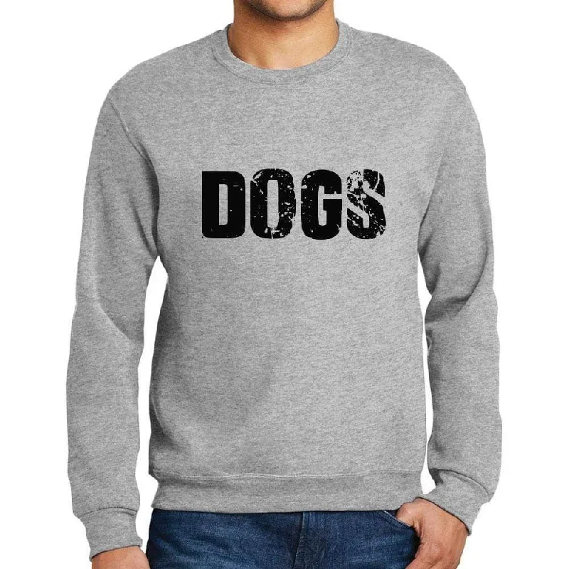 Men's Printed Graphic Sweatshirt Popular Words DOGS Grey Marl