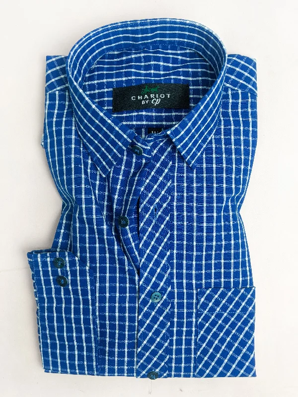 Blue Checks Formal Dress Shirt For Men AN MFS102