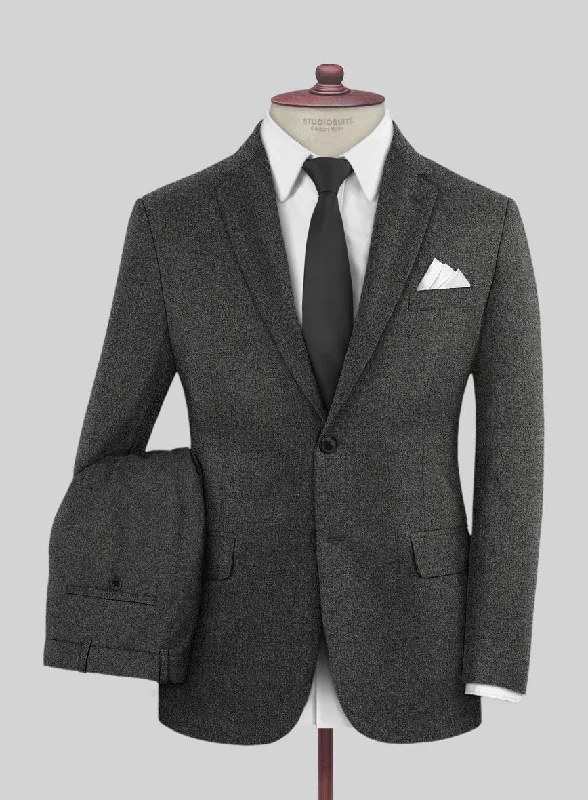 Italian Drego Gray Herringbone Wool Suit