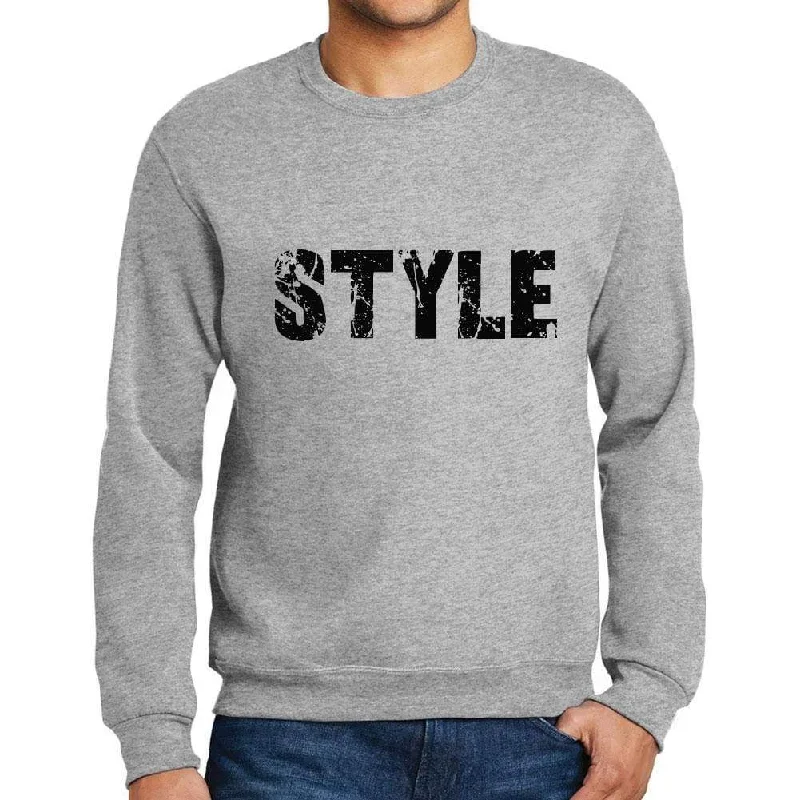 Men's Printed Graphic Sweatshirt Popular Words STYLE Grey Marl