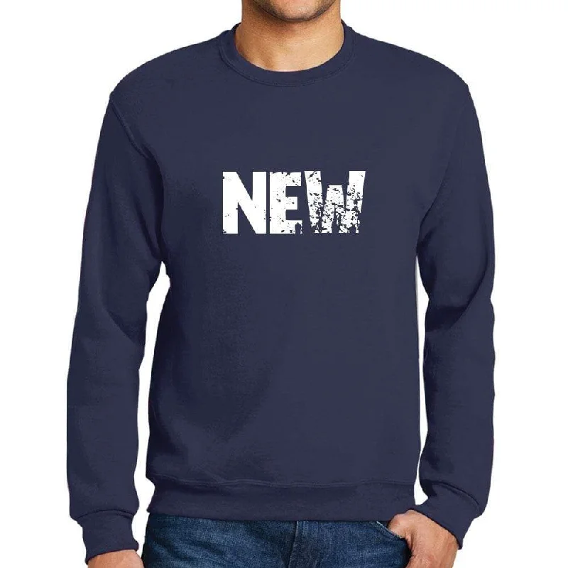 Men's Printed Graphic Sweatshirt Popular Words NEW French Navy