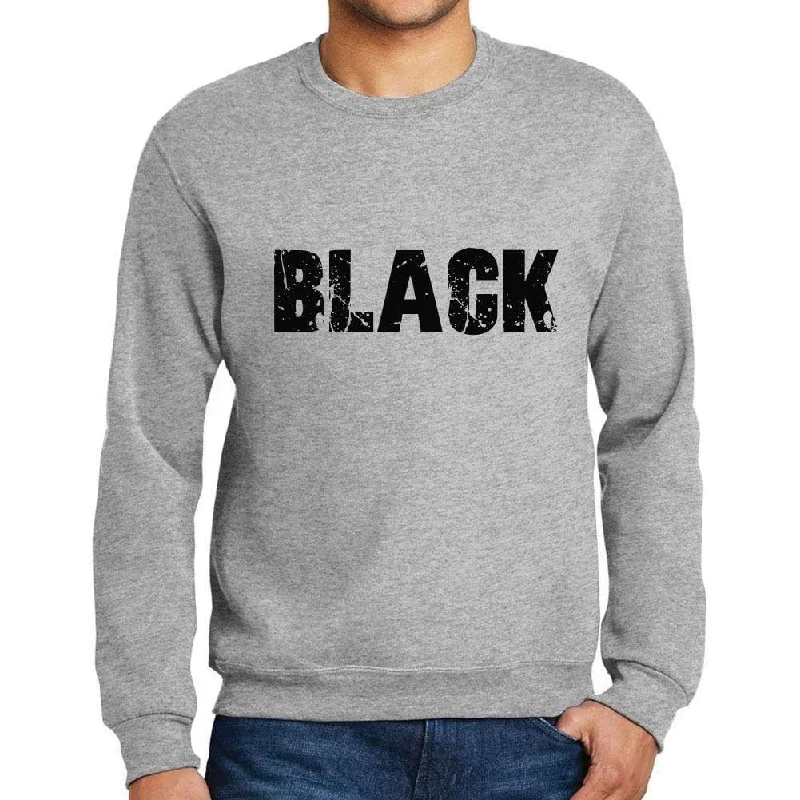 Men's Printed Graphic Sweatshirt Popular Words BLACK Grey Marl