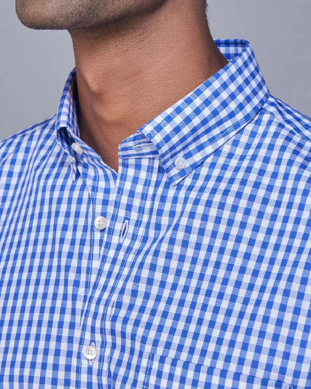 Dark Blue Gingham Checked Shirt