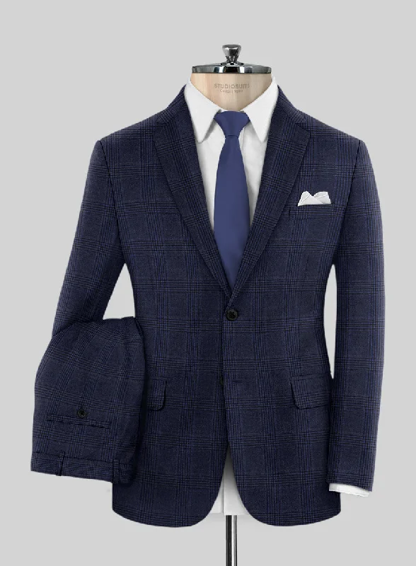 Reda Navy Checks Wool Suit