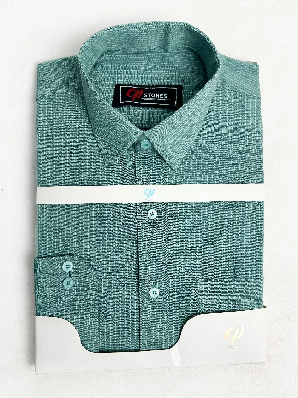 Sea Green Lines Formal Dress Shirt For Men AN MFS113