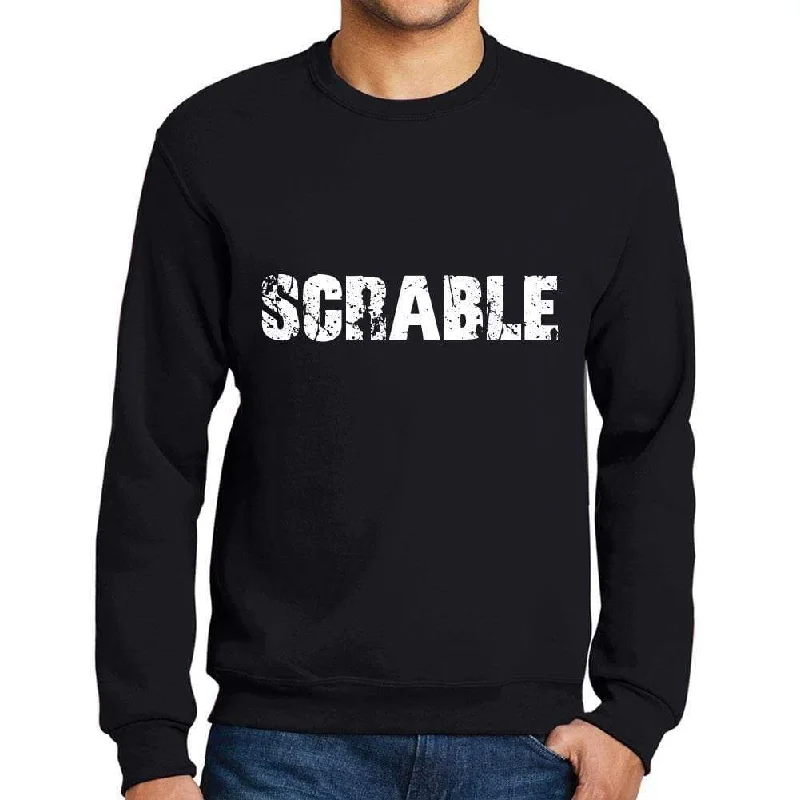 Men's Printed Graphic Sweatshirt Popular Words SCRABLE Deep Black