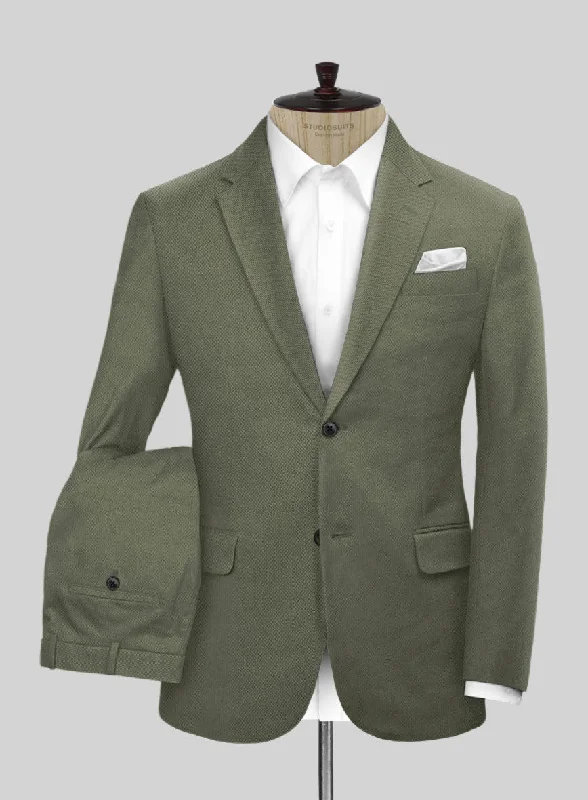 Stretch Summer Olive Green Chino Suit