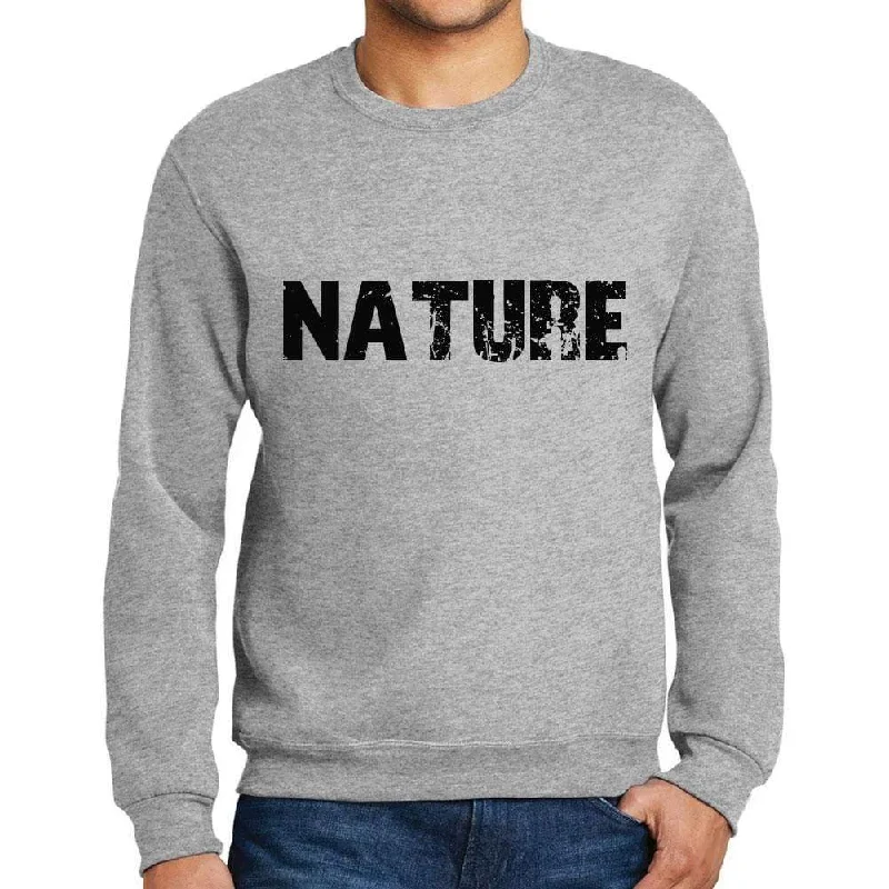 Men's Printed Graphic Sweatshirt Popular Words NATURE Grey Marl