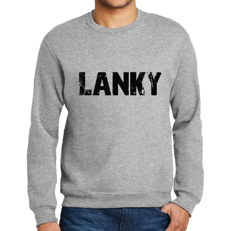 Men's Printed Graphic Sweatshirt Popular Words LANKY Grey Marl