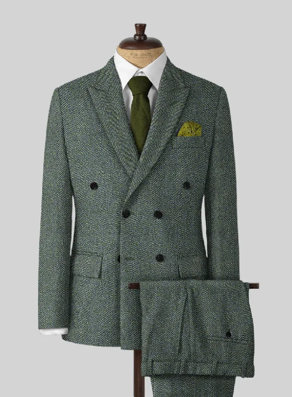 Harris Tweed Wide Herringbone Green Suit