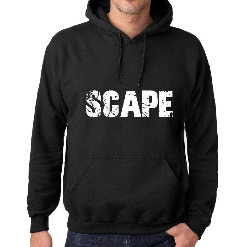 Men's Women's Unisex Printed Graphic Cotton Hoodie Soft Heavyweight Hooded Sweatshirt Pullover Popular Words SCAPE Deep Black