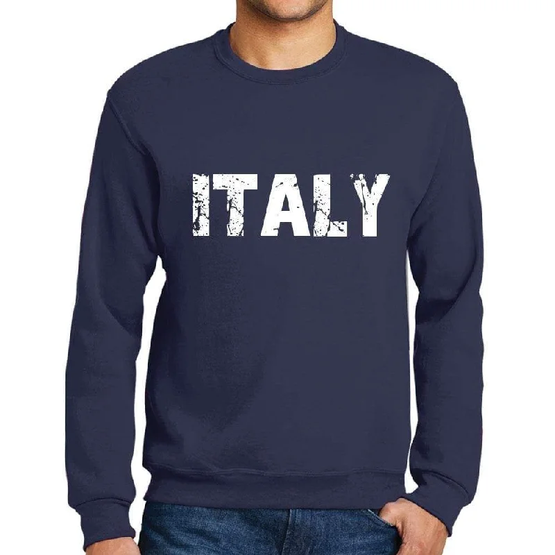 Men's Printed Graphic Sweatshirt Popular Words ITALY French Navy