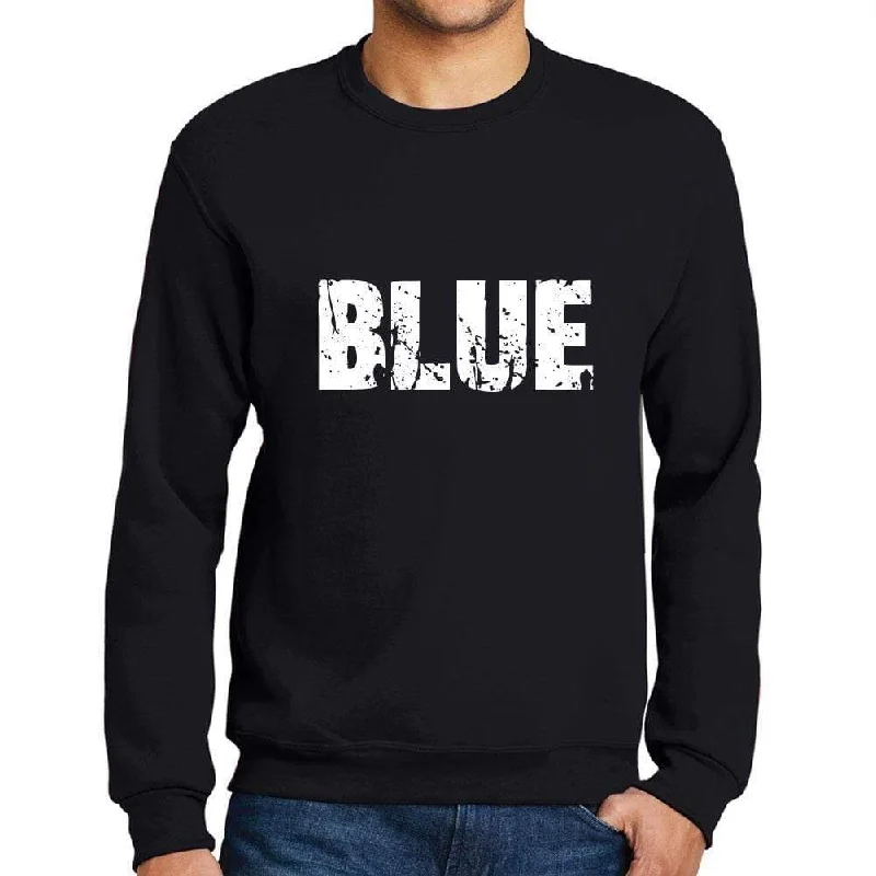 Men's Printed Graphic Sweatshirt Popular Words BLUE Deep Black