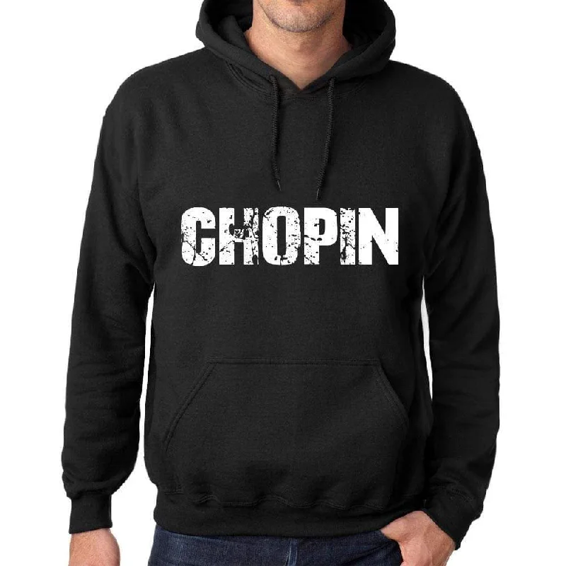 Men's Women's Unisex Printed Graphic Cotton Hoodie Soft Heavyweight Hooded Sweatshirt Pullover Popular Words CHOPIN Deep Black