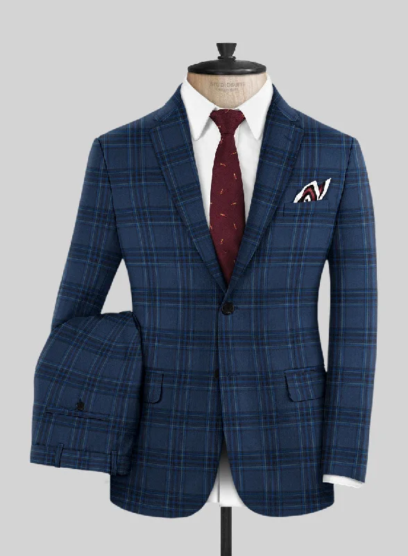 Reda Vale Blue Checks Wool Suit