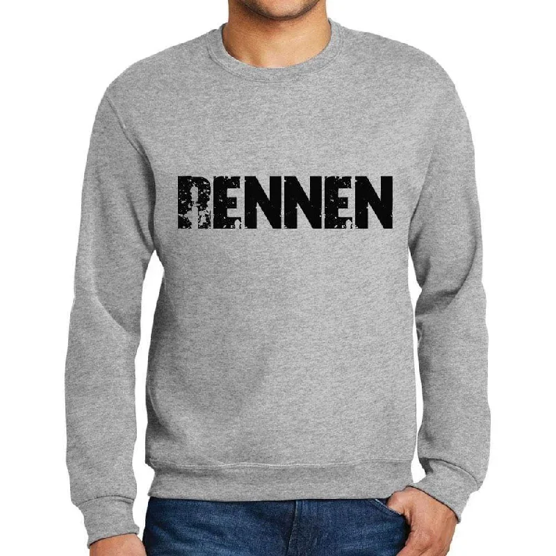 Men's Printed Graphic Sweatshirt Popular Words RENNEN Grey Marl