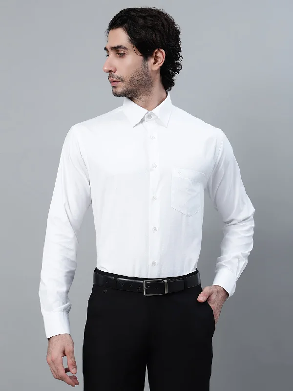 Men's White Solid Full Sleeve Formal Shirt