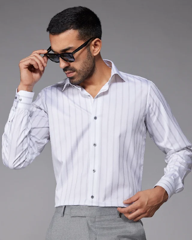 Twill Striped Shirt - Grey & White