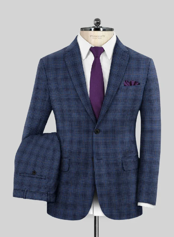 Reda Casal Blue Checks Wool Suit