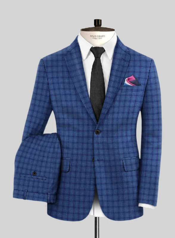 Reda Havelock Blue Checks Wool Suit