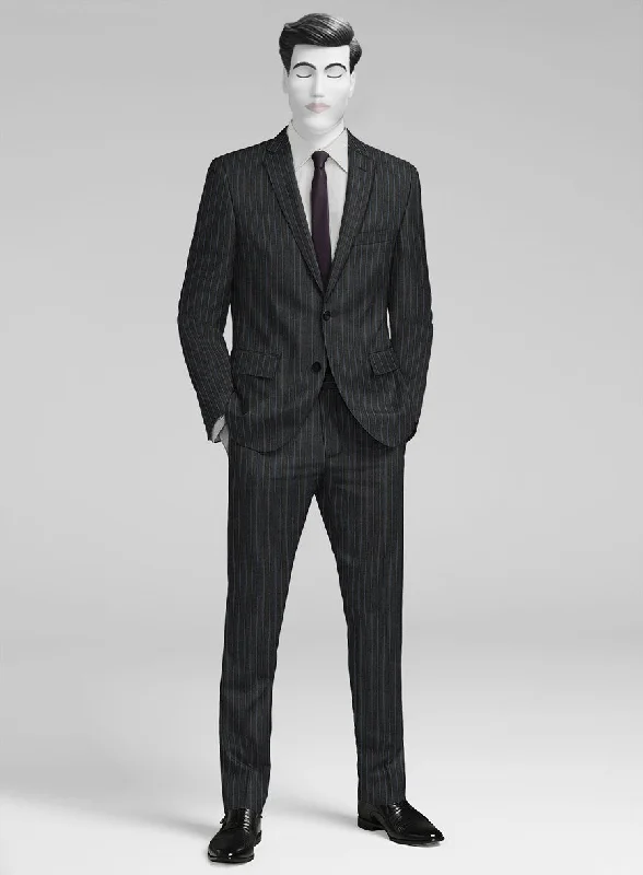 Napolean Abelino Stripe Black Wool Suit