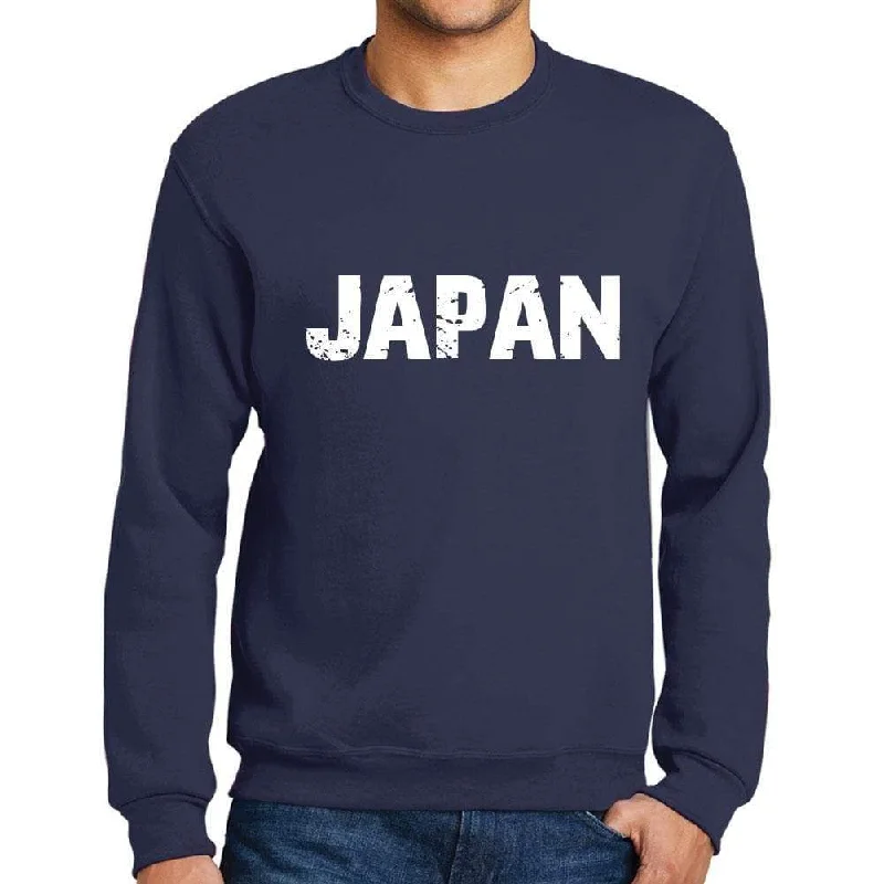 Men's Printed Graphic Sweatshirt Popular Words JAPAN French Navy